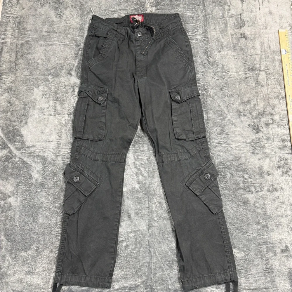 Matchstick Cargo Pants Mens S 29 Black Workwear Multi Pocket Tactical‎ Trousers